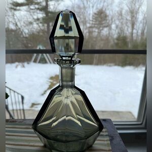 Vintage Art Deco Smoky Glass Decanter